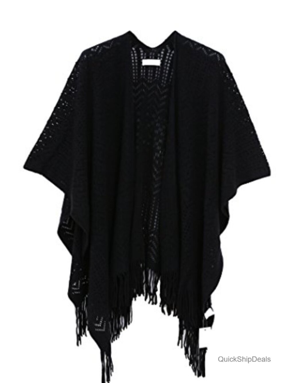 Knit Shawl Wrap Fringe Poncho Cardigan Cape 100% Acrylic One Size